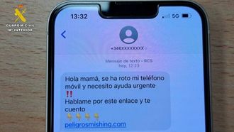 Imagen del mensaje con el que los ciberdelincuentes intentan perpetrar la estafa dle hijo en apuros
