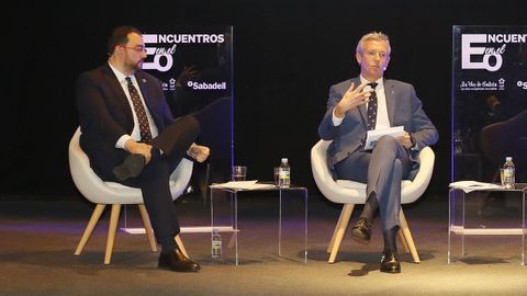 El presidente del Principado de Asturias, Adrin Barbn, y el presidente de la Xunta de Galicia, Alfonso Rueda.