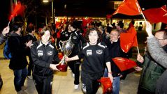 Recibimiento del equipo Burela FSF como ganadoras de la Copa de Espa�a