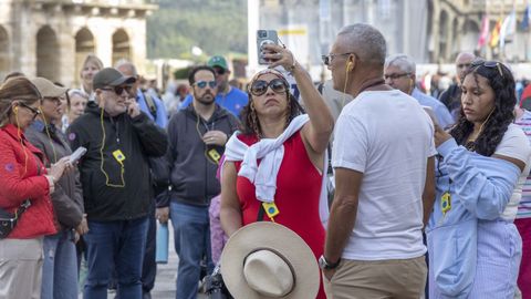 Turistas en el casco hist�rico de Santiago