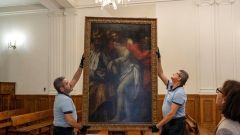 Recepci�n del cuadro �Cristo presentado al pueblo��en la capilla del Edificio Hist�rico de la Universidad de Oviedo tras su restauraci�n en el Museo del Prado