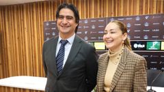 El director de f�tbol del Celta, Marco Garc�s, y la presidenta del club, Mari�n Mouri�o.