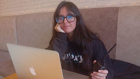 Edna Cabas, durante el reciente rodaje de un corto en el municipio corus de Mesa