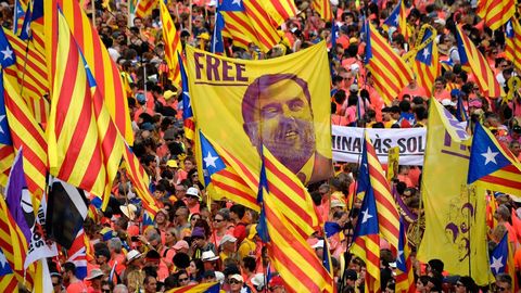 Concentraci�n en Barcelona durante la Diada en la que se reclam� libertad para los pol�ticos presos