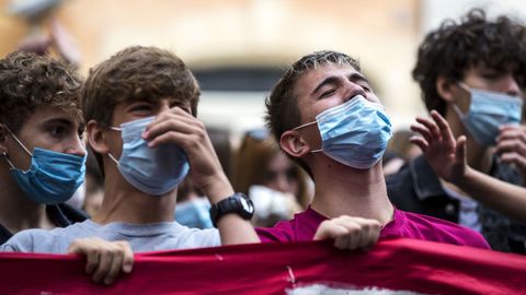 Los estudiantes protestan en Roma