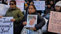 Maritza Yovana G�mez, en el centro, en una concentraci�n en A Coru�a.