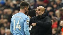 Aymeric Laporte y Pep Guardiola.Aymeric Laporte y Pep Guardiola cuando coincidieron en el Manchester City