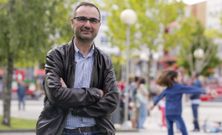 O candidato Pablo Villamar no parque de A G�ndara. 