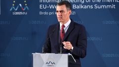 El presidente del Gobierno, Pedro S�nchez, este mi�rcoles durante la cumbre Uni�n Europea-Balcanes en Eslovenia.