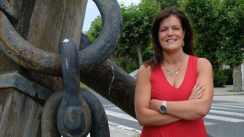Silvia Veiga, retratada en la entrada de las instalaciones de Navantia Ferrol