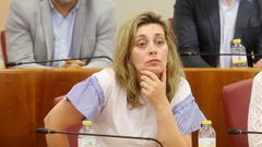 Patricia Rodr�guez, este mes durante un pleno municipal sobre su imputaci�n en el caso Saltamontes.