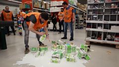 Miembros de Uni�ns Agrarias, en la protesta de este s�bado