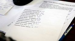 Hoja con los nombres de los concejales y el sentido de su voto en la mocin de censura del pasado da 27 de junio. 