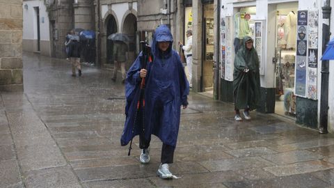 Peregrinos en Compostela, nunha foto tomada o pasado 9 de maio.