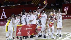 Los jugadores de la seleccin festejan su clasificacin para los Juegos de Pars