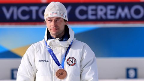 Sturla Holm Laegreid, durante la entrega de medallas.