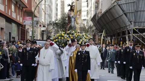 Durante la emblem�tica procesi�n de la Borriquilla en A Coru�a se realiz� la bendici�n de los ramos