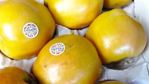 La manzana kissabel es amarilla por fuera y roja por dentro