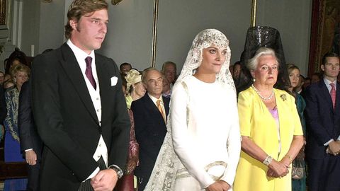 En la boda de su cuarto hijo, Beltrn Gmez Acebo, con la modelo gallega Laura Ponte en el ao 2004