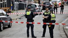 La calle de Hamburgo donde han ocurrido los hechos, acordonada por la polic�a