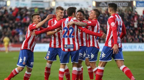 Jugadores del Girona celebran un gol frente al Getafe