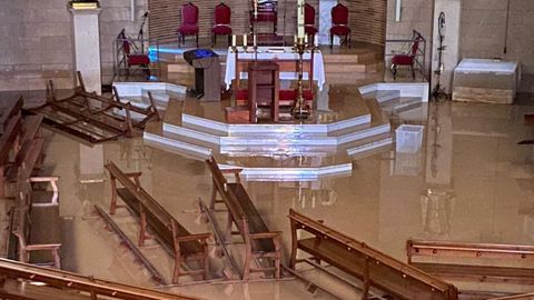 Estado de la iglesia parroquial de Algemes, con la que han contactado fieles burelenses para ayudarles