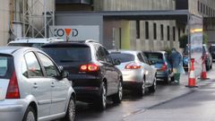 Imagen de archivo del covid auto instalado en el hospital de Cee