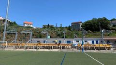 Fotografia del estado de las obras en el campo de f�tbol de A G�ndara, en Pontedeume