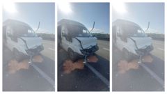 Estado en el que qued� la furgoneta tras la colisi�n en Nar�n