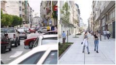 Antes y despus en el centro de Lugo: Ra Montevideo y Bolao Ribadeneira