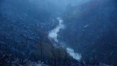 El entorno quemado de Ponte Caldelas, azotado por el temporal Ana. Fue uno de los concellos mas afectados por los incendios del pasado mes de octubre