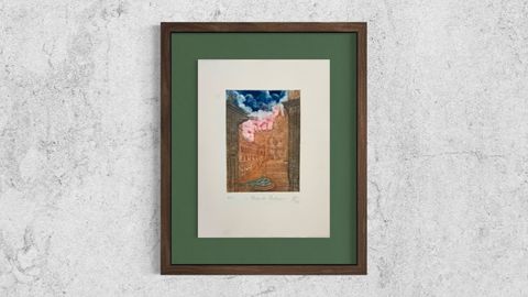 50 euros N. Rial. Praza das Praterias. Aguafuerte.