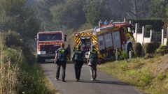 Guardia Civil, GES, Proteccin Civil y brigadistas actuaron en un fuego forestal declarado en la tarde de ayer junto a la playa de Nins.