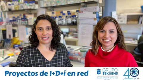 Catuxa Prado, de Neurostech, y Cristina Tom�s, en el laboratorio del grupo de investigaci�n de la Universidad de Oviedo.