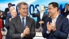 Alberto N��ez Feijoo y Juanma Moreno, ayer en la Junta Directiva Nacional del PP.
