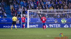 Gol Mossa Real Oviedo Sporting Carlos Tartiere derbi.Instante del segundo gol del Real Oviedo frente al Sporting