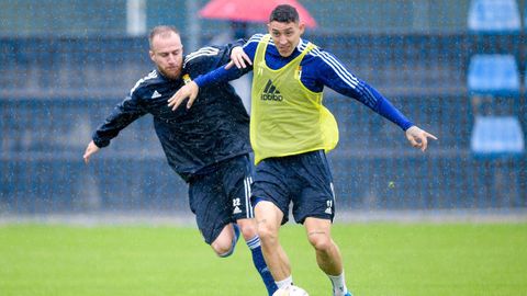 Pierre Cornud, de azul, y Erik Jirka, en El Requexn