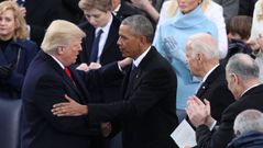 Trump recibe el saludo de Obama, en su toma de posesi�n el 20 de enero del 2017