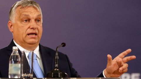 El primer ministro h�ngaro, V�ktor Orb�n, este jueves, durante una visita a Belgrado