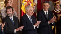 El presidente interino del CGPJ, Vicente Guilarte, junto al presidente del Tribunal Constitucional y de Pedro S�nchez 
