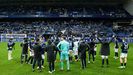 Los jugadores del Oviedo, tras la victoria ante el Alavs