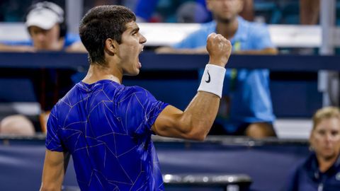Carlos Alcaraz, tras ganar a Stefanos Tsitsipas en Miami