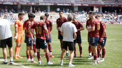Jugadores del Pontevedra durante un partido esta pretemporada