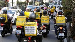 Protesta de riders en Vigo