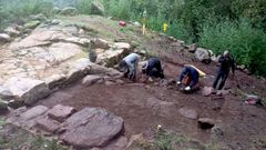 Un aspecto de las excavaciones que se llevan a cabo en O Preguntoiro, en la parroquia de Pombeiro