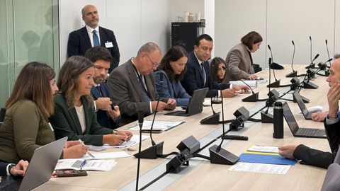 Villaverde (segunda por la izquierda), en una reuni&oacute;n con la DG Mare exponiendo la postura de las regiones mar&iacute;timas sobre la reforma de la pol&iacute;tica pesquera