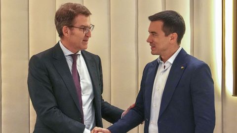 El l�der del PP, Alberto N��ez Feijoo, junto al presidente de Ecuador, Daniel Noboa.