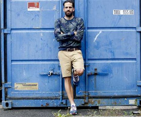 Borja G�mez, tras el entrenamiento matinal de ayer. 