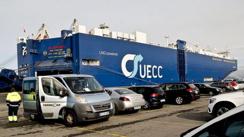 Imagen de archivo de la primera escala en el puerto�vigu�s�del carguero de coches Auto Eco, de la�naviera�UECC, con propulsi�n de gas natural licuado