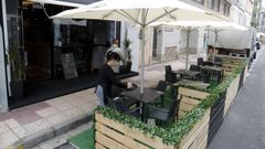 Terraza de un bar en el barrio lucense de A Milagrosa